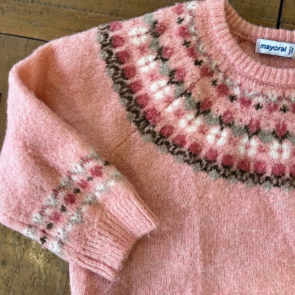 Mayoral pink fairisle knit sweater